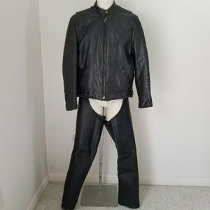U.S. Made Co. Men's Black Leather Jacket & Chaps